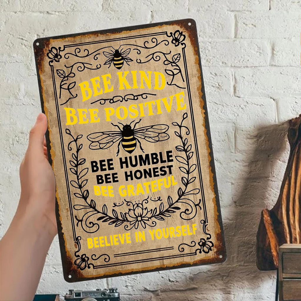Bee Kind Metal Sign: Vintage-Style Home or Garden Decor