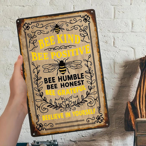 Bee Kind Metal Sign: Vintage-Style Home or Garden Decor