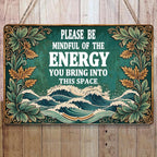 Pancarte métallique Citation Énergie Consciente | Décoration inspirante pour bureau à domicile