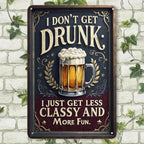 Plaque métallique drôle de bière | Art mural rétro de bar | « Je ne me saoule pas »