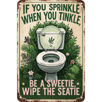 Panneau mural en métal humoristique pour salle de bain | Plaque murale rustique avec humour de toilette