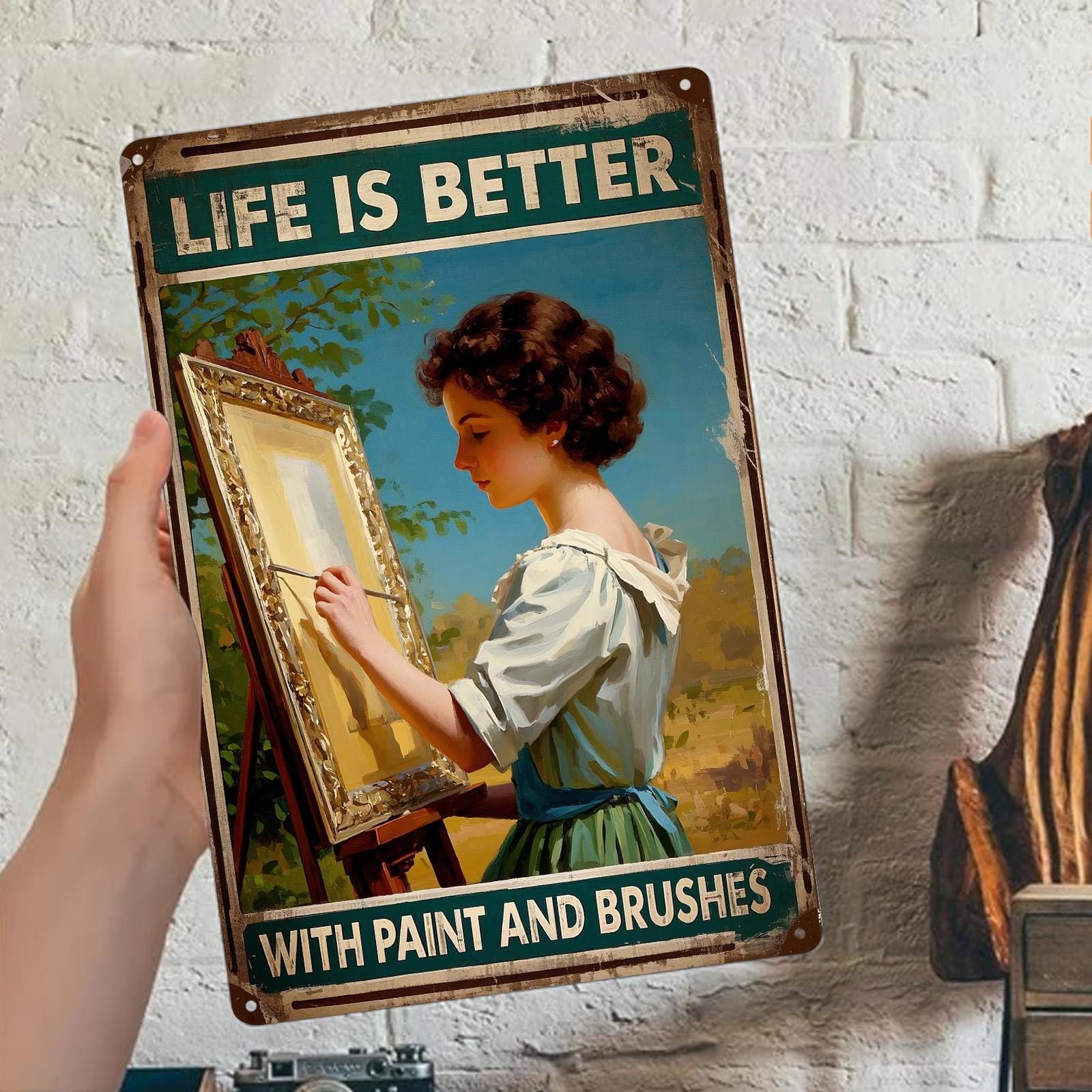 Funny Deer Hunting Metal Sign: Rustic Cabin Lodge Decor