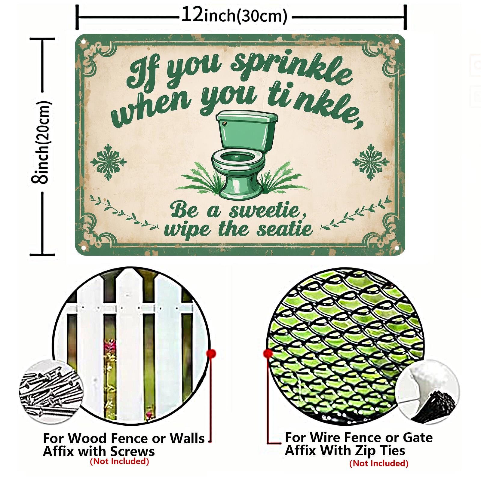 Funny Bathroom Sign: "If You Sprinkle..." Rustic Metal Toilet Decor