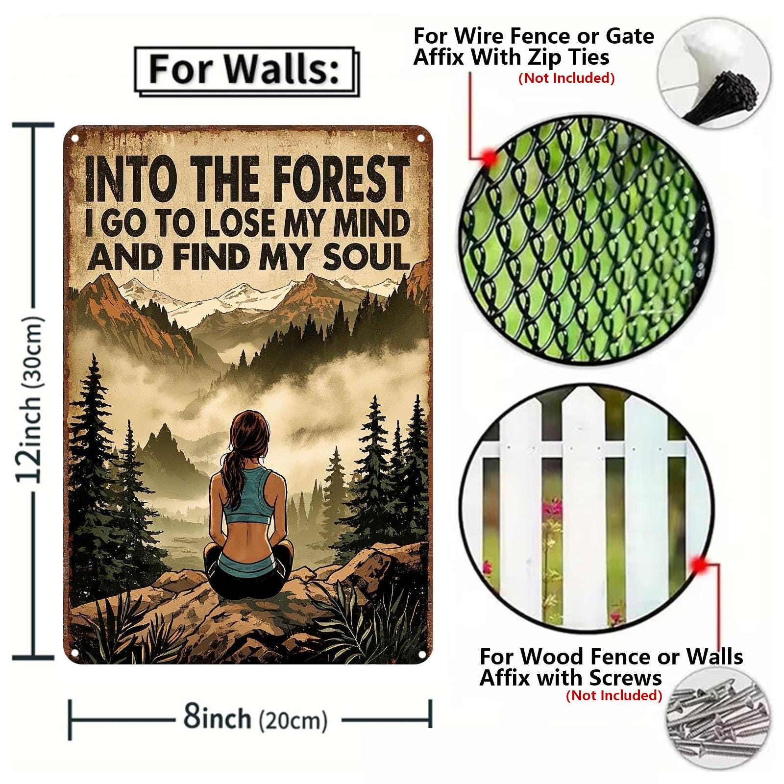 Forest Quote Metal Sign: Rustic Mountain Scene Wall Art