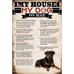 Plaque en métal rustique Ma Maison Mon Chien | Décoration murale style ferme