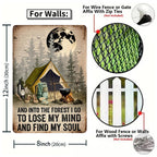 Panneau métallique de camping | Décoration de cabane rustique Into the Forest (20x30cm)