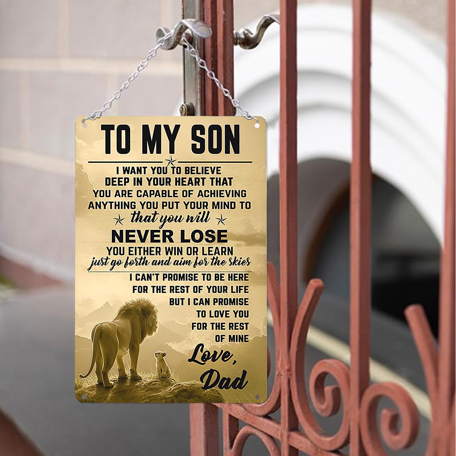 Inspirational Lion & Cub Metal Sign, Gift for Son
