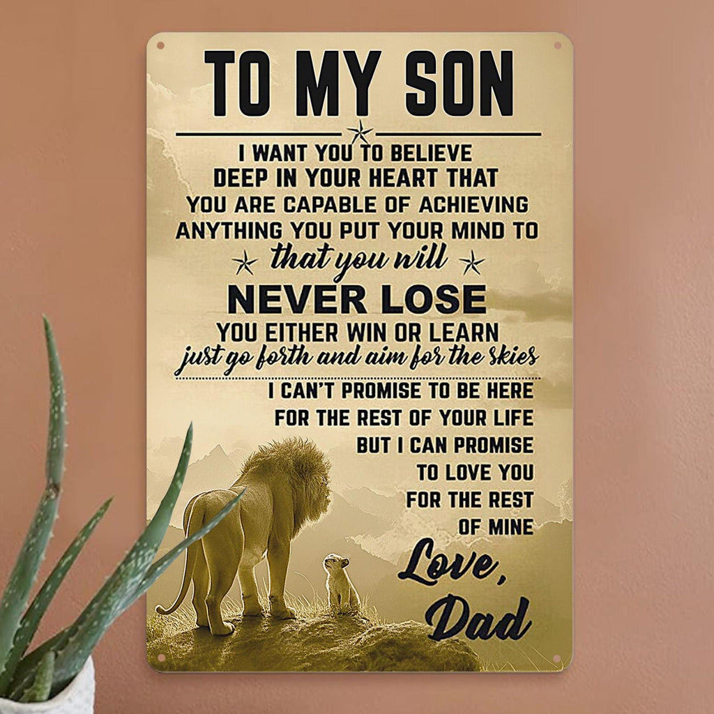 Inspirational Lion & Cub Metal Sign, Gift for Son