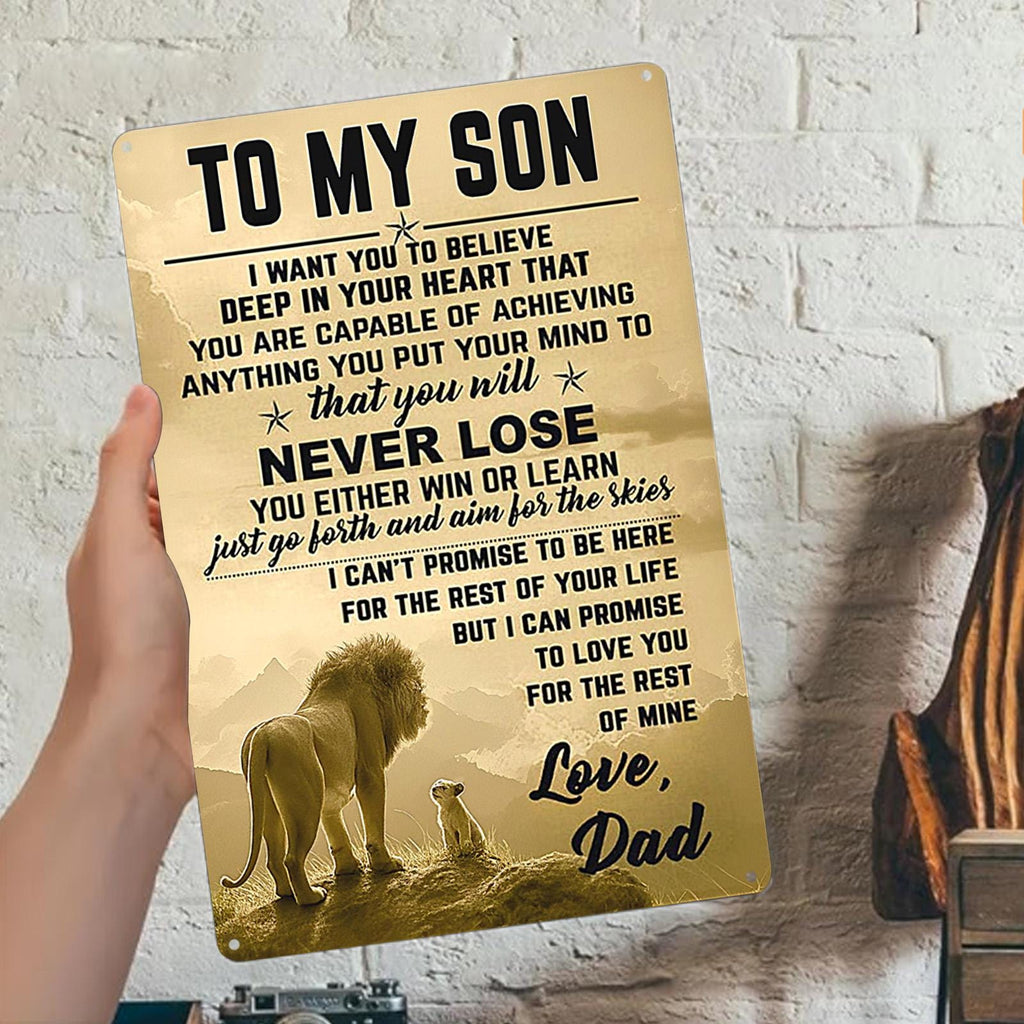 Inspirational Lion & Cub Metal Sign, Gift for Son
