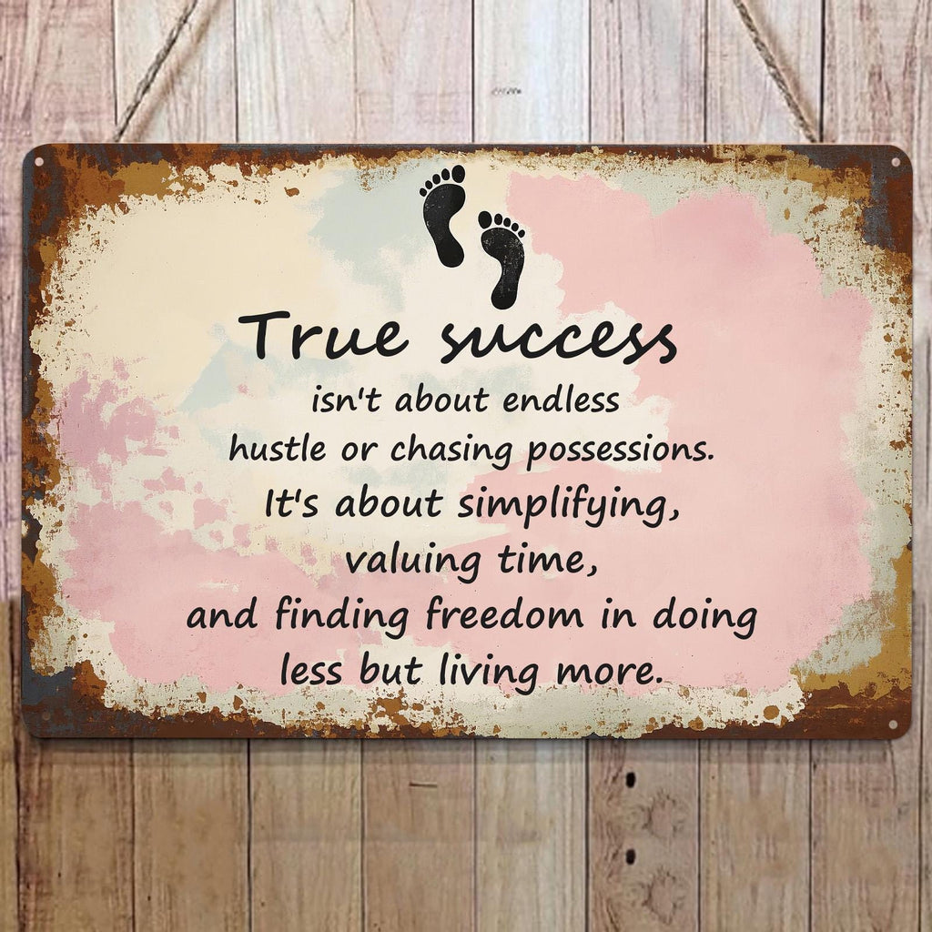 Inspirational "True Success" Metal Sign: Rustic Motivational Wall Art