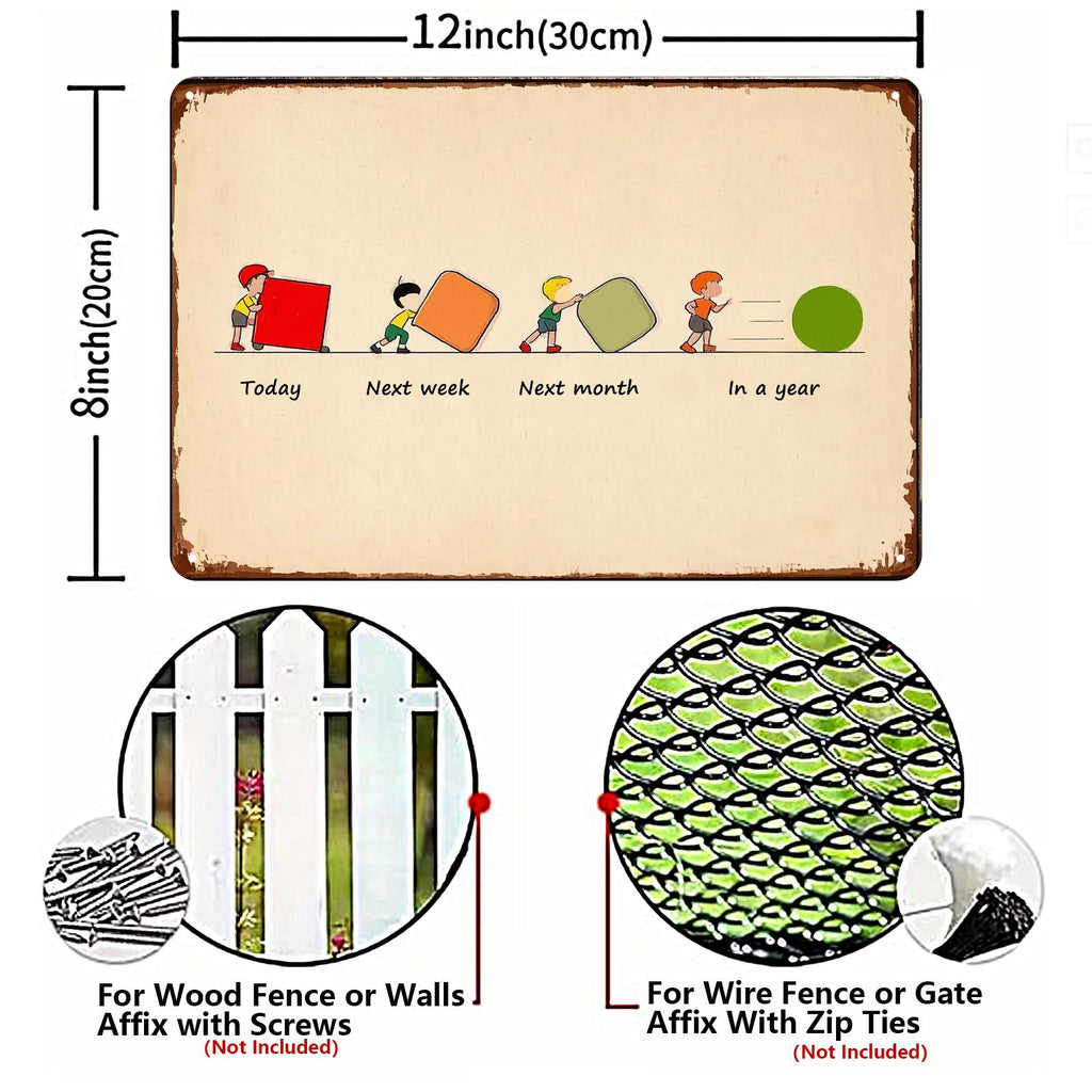 Motivational Progress Quote Metal Sign: Rustic Inspirational Wall Art