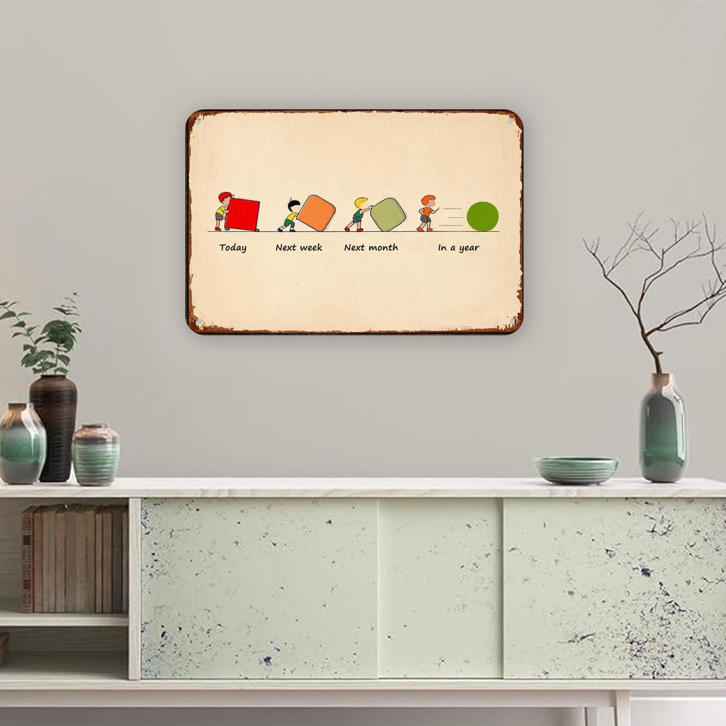 Motivational Progress Quote Metal Sign: Rustic Inspirational Wall Art