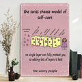 Rustic Swiss Cheese Model Metal Sign: Self Care Mindfulness Decor