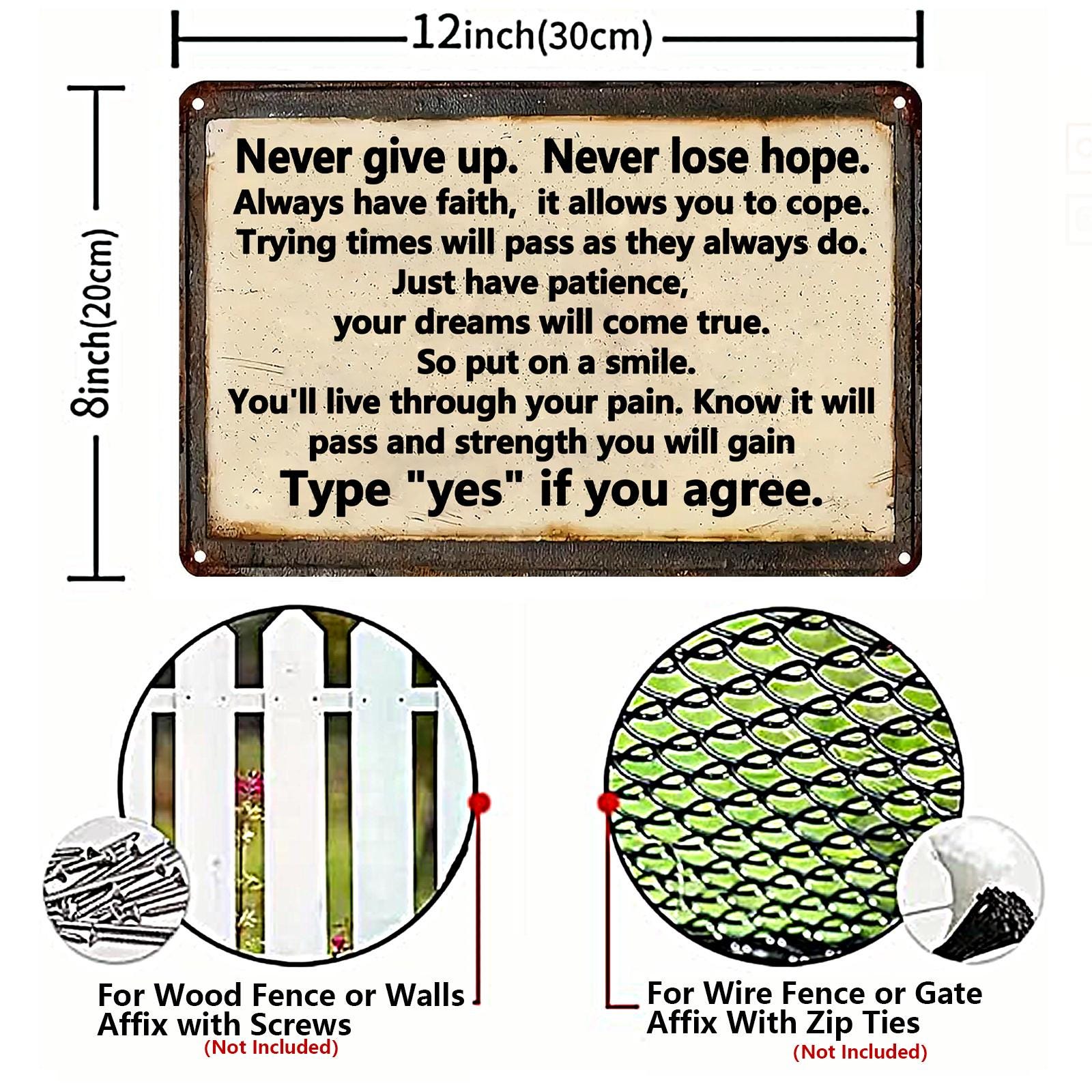 Rustic Motivational Metal Sign: Vintage Style Inspirational Wall Art