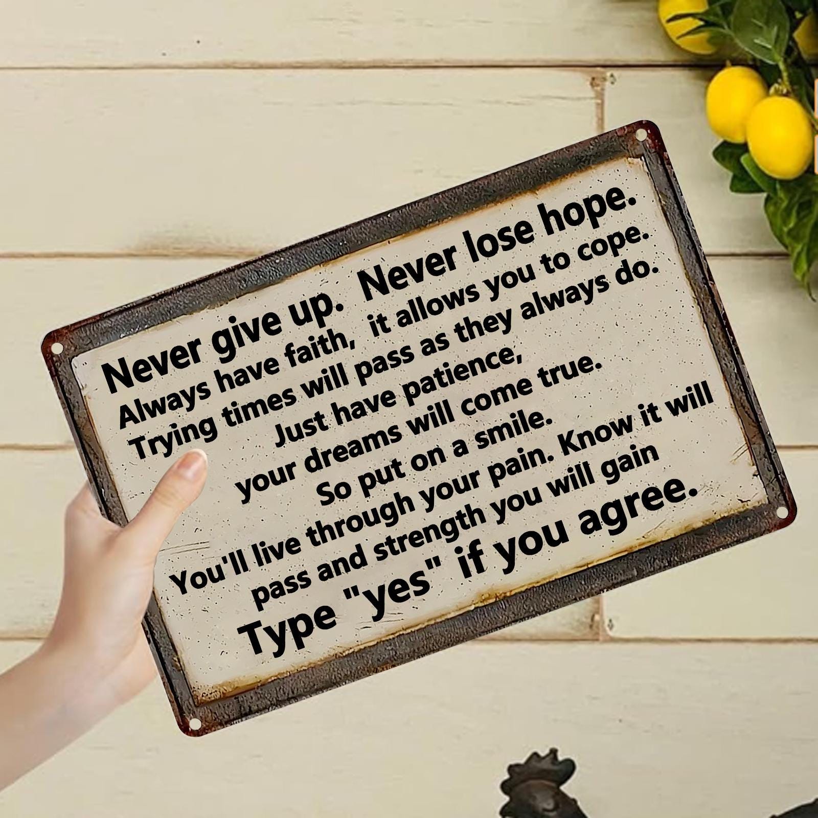 Rustic Motivational Metal Sign: Vintage Style Inspirational Wall Art