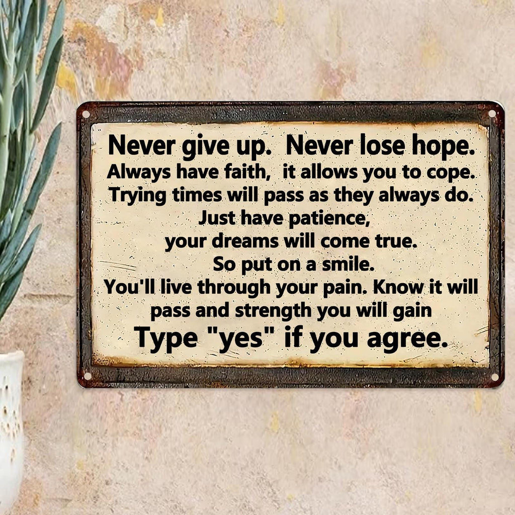 Rustic Motivational Metal Sign: Vintage Style Inspirational Wall Art