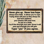 Plaque murale décorative en métal, style vintage, citation inspirante