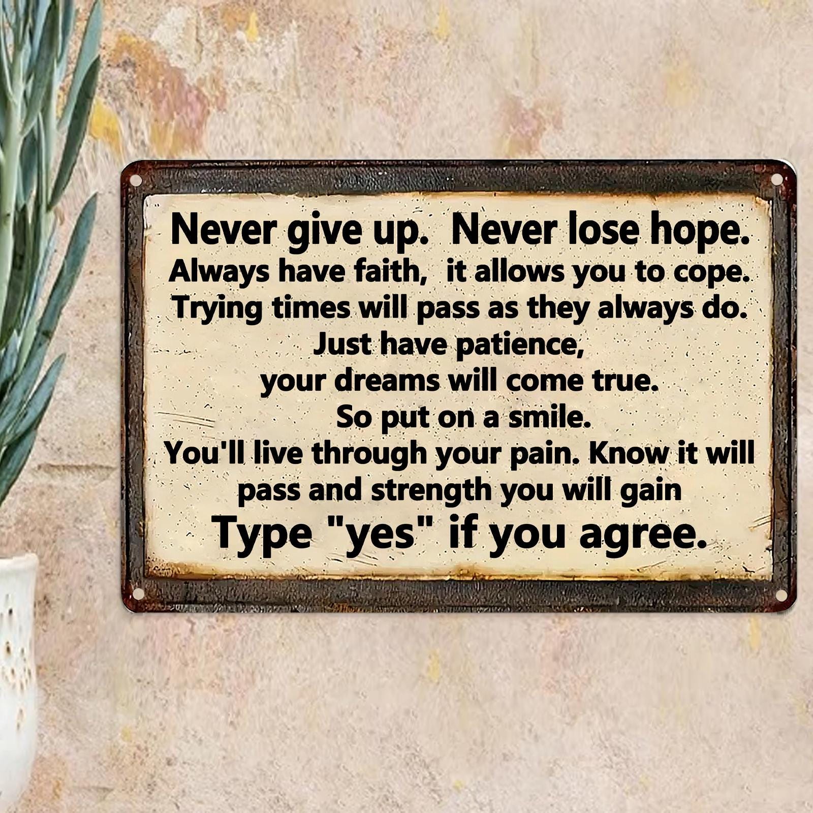 Rustic Motivational Metal Sign: Vintage Style Inspirational Wall Art