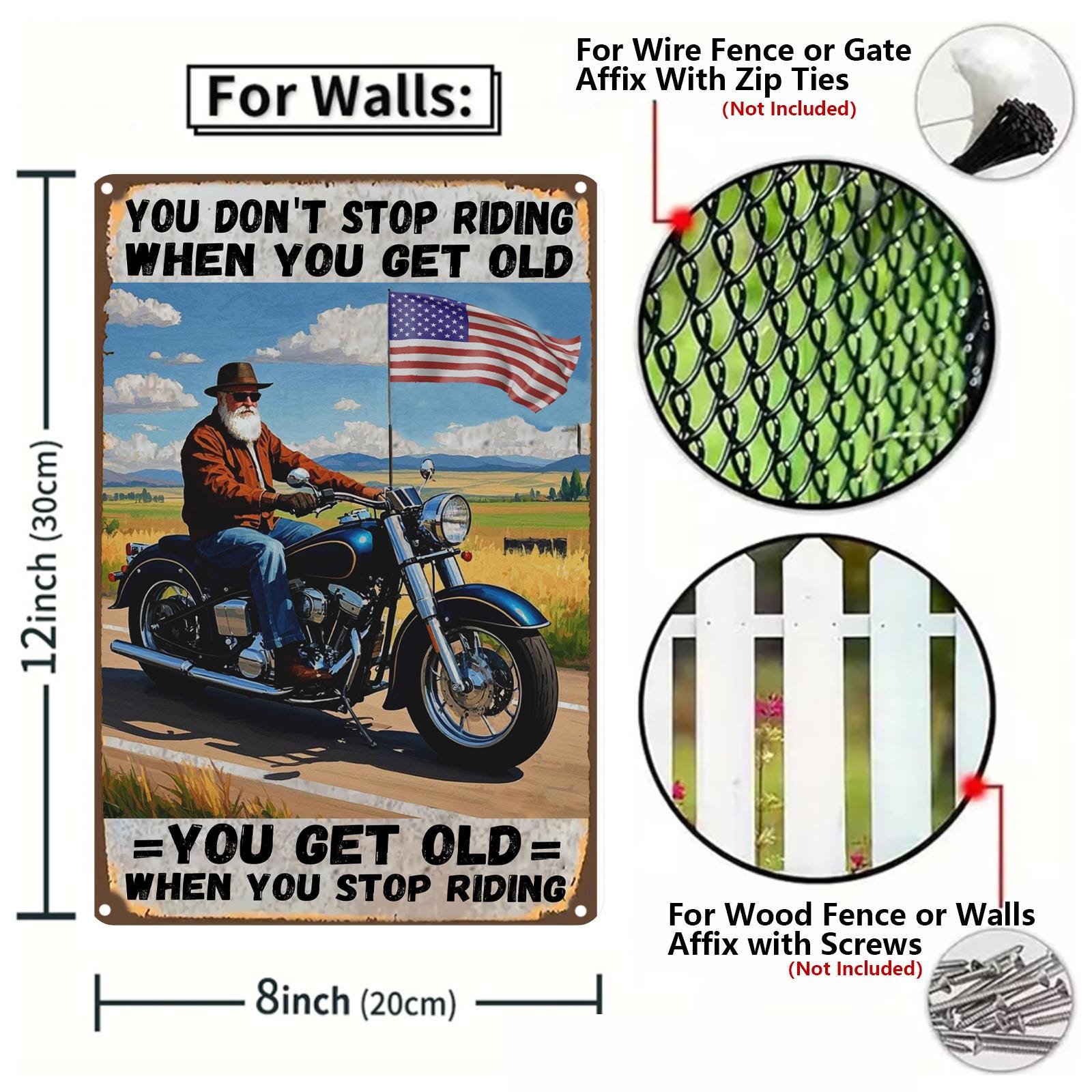 Vintage Motorcycle Metal Sign: Rustic Garage Man Cave Decor