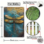 Vintage Dragonfly Metal Sign: Rustic Golden Insect Wall Art