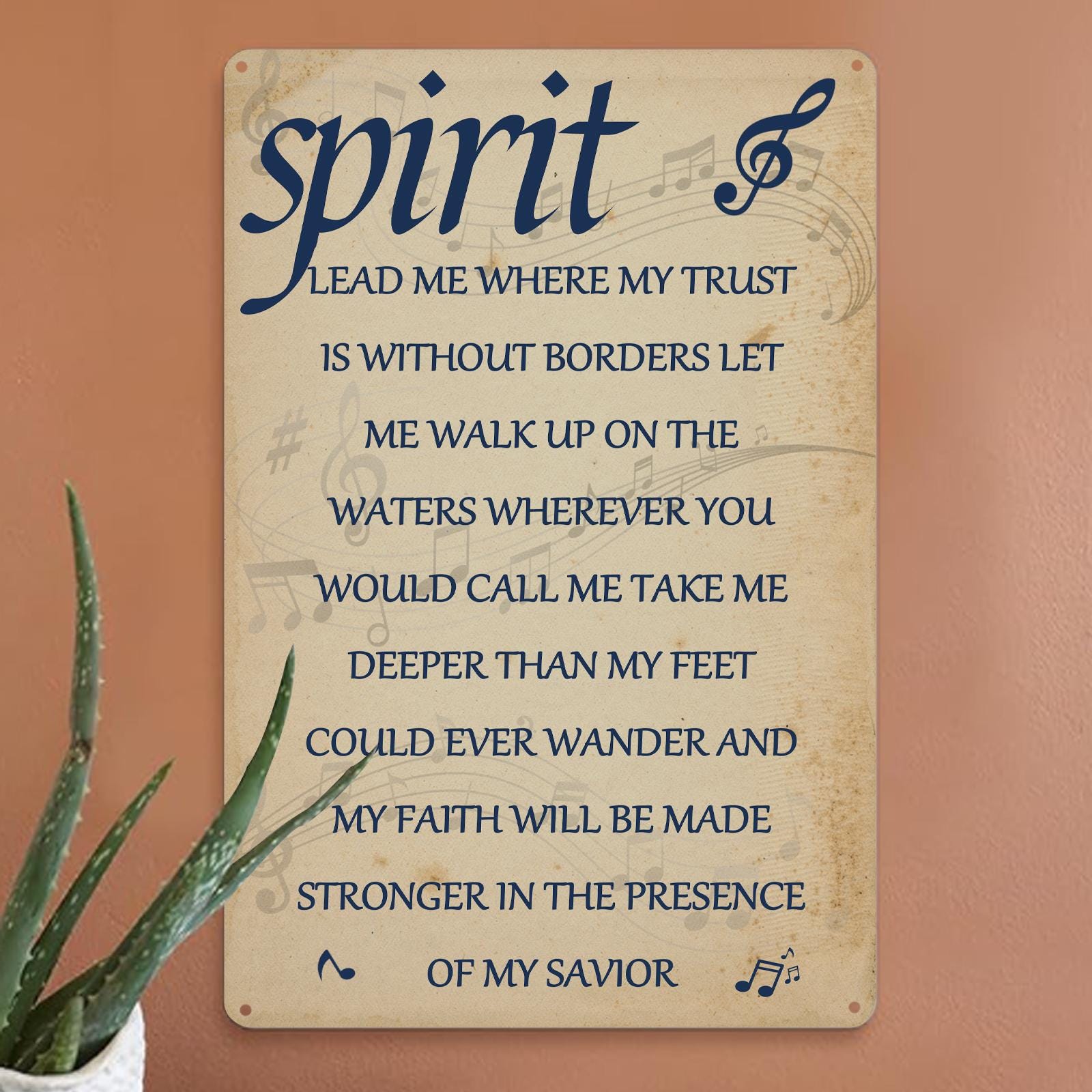 Vintage "Spirit Lead Me" Metal Sign: Church, Home, Office Decor