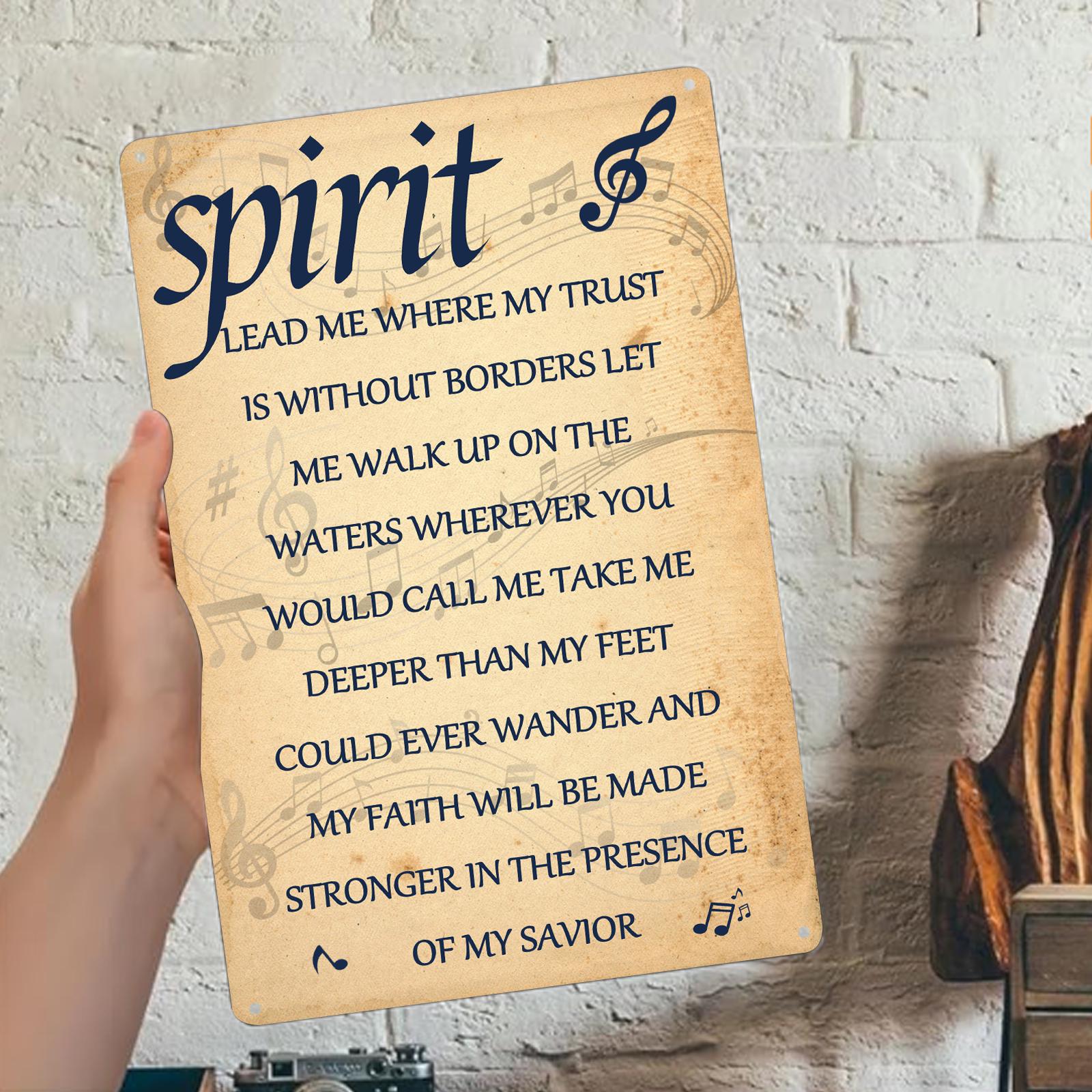 Vintage "Spirit Lead Me" Metal Sign: Church, Home, Office Decor