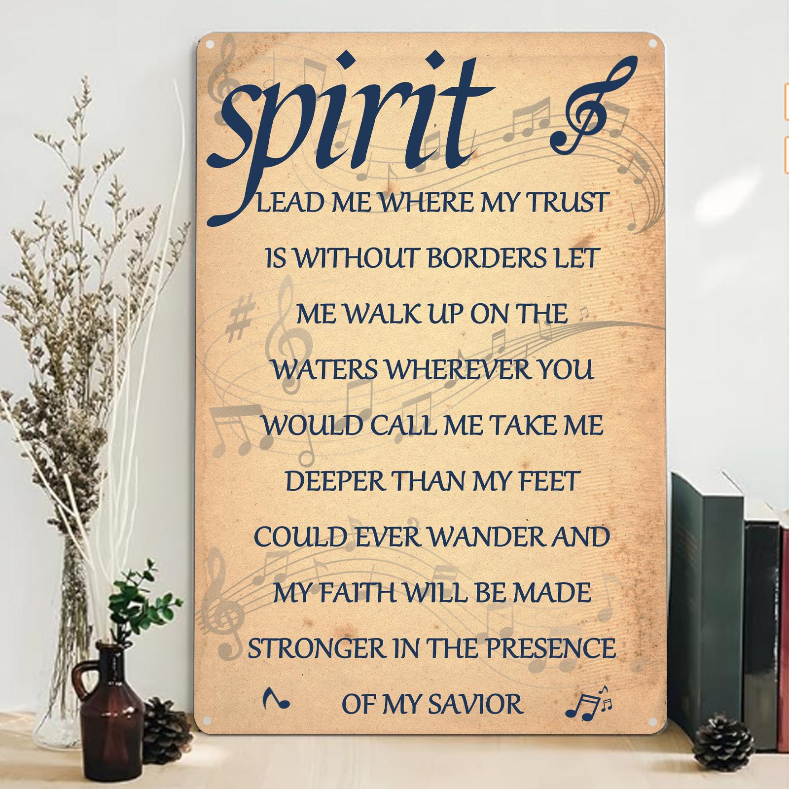 Vintage "Spirit Lead Me" Metal Sign: Church, Home, Office Decor