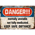 Lustiges Gefahrenwarnschild aus Metall | Sarkastische Vintage Bar Garagen Deko