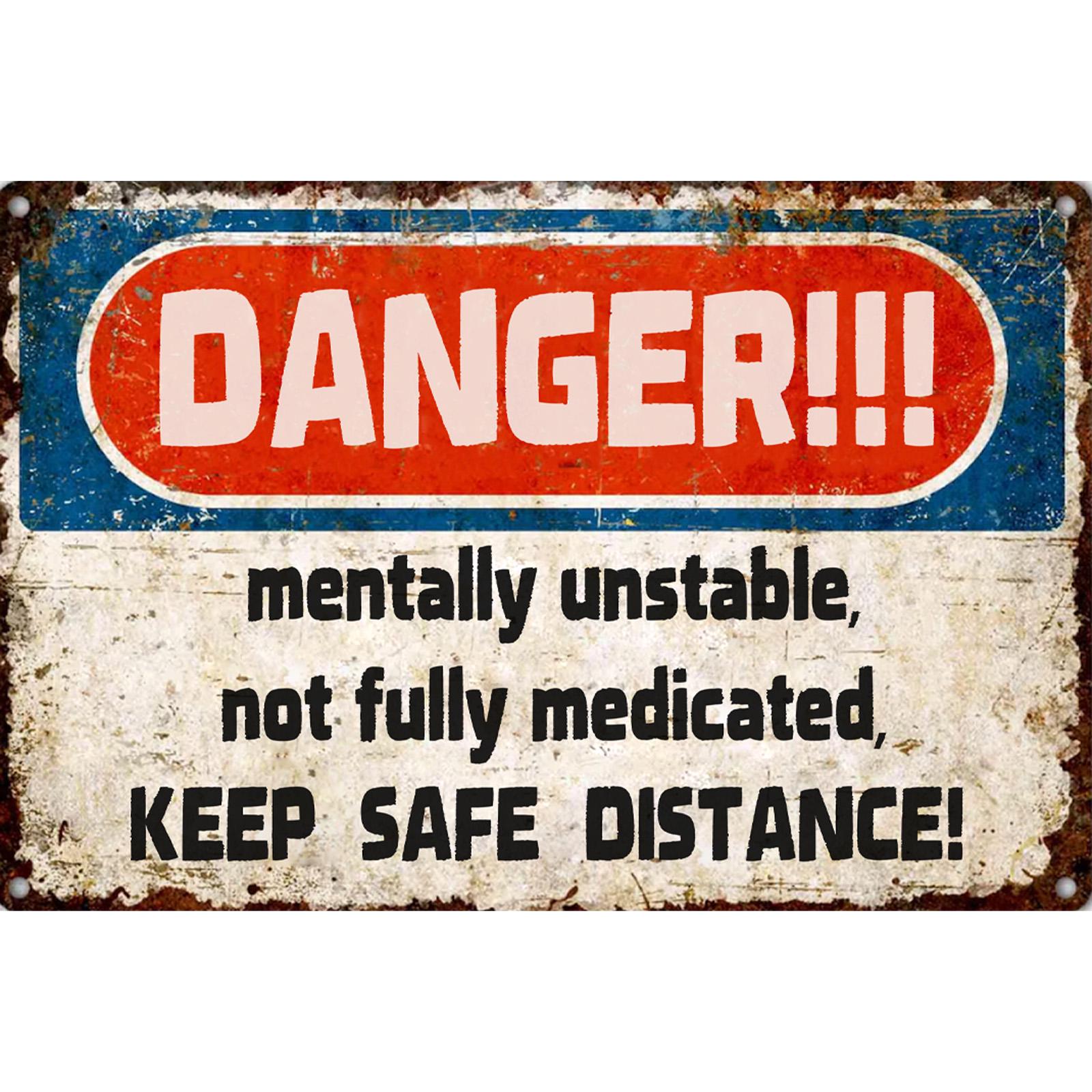 Funny Danger Warning Metal Sign: Sarcastic Vintage Bar Garage Decor