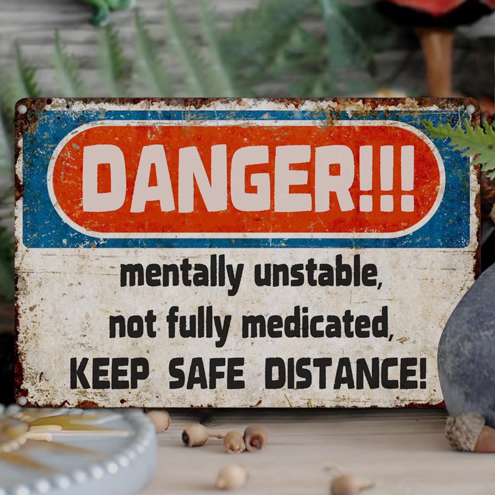 Funny Danger Warning Metal Sign: Sarcastic Vintage Bar Garage Decor