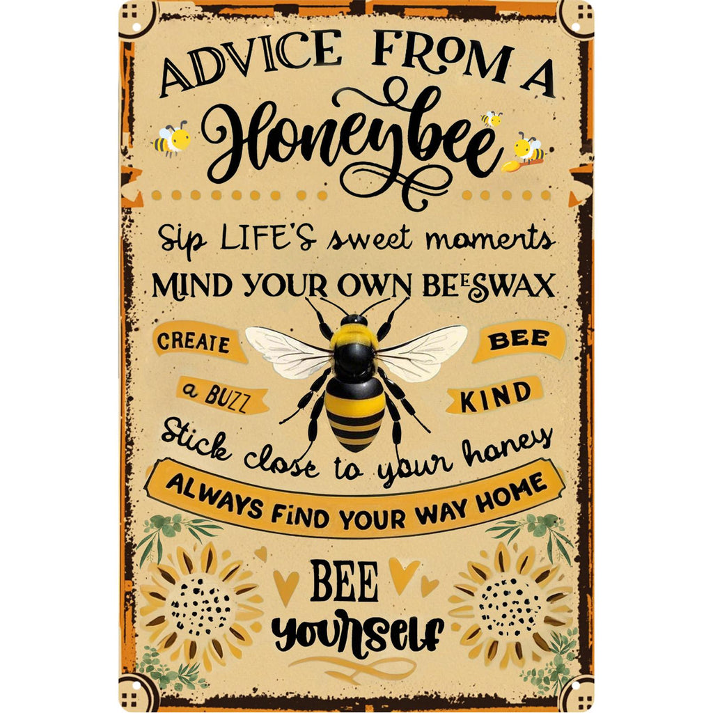Panneau métallique Citation inspirante Abeille | Décoration de ferme vintage