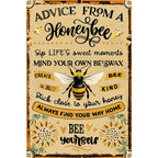 Panneau métallique Citation inspirante Abeille | Décoration de ferme vintage