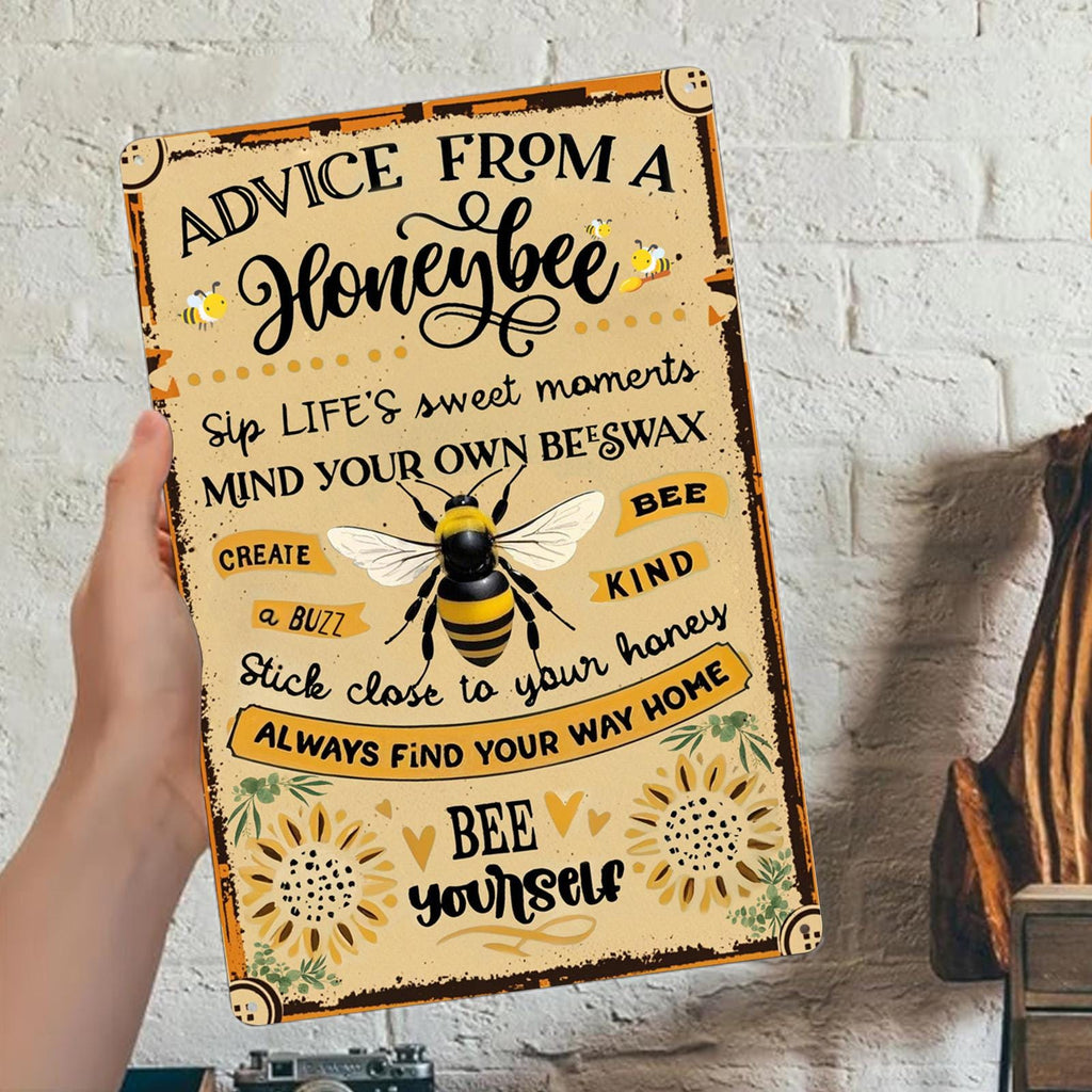 Panneau métallique Citation inspirante Abeille | Décoration de ferme vintage