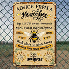 Panneau métallique Citation inspirante Abeille | Décoration de ferme vintage