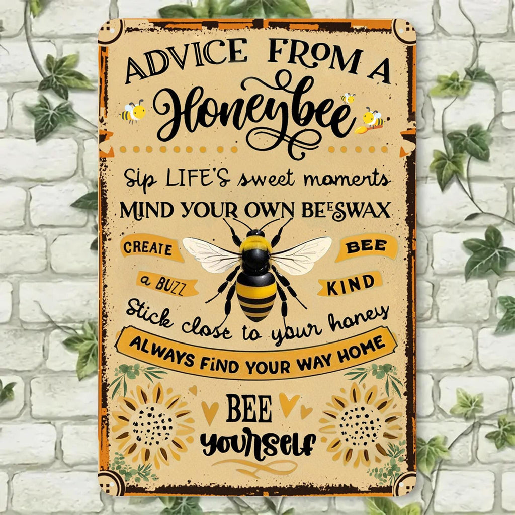 Panneau métallique Citation inspirante Abeille | Décoration de ferme vintage