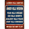 Motivational Metal Sign: Laziness Kills Ambition - Vintage Rustic Wall Art
