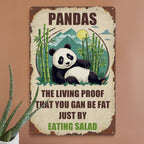 Vintage Panda Metallschild | Lustige Küchen-, Bar- und Café-Deko