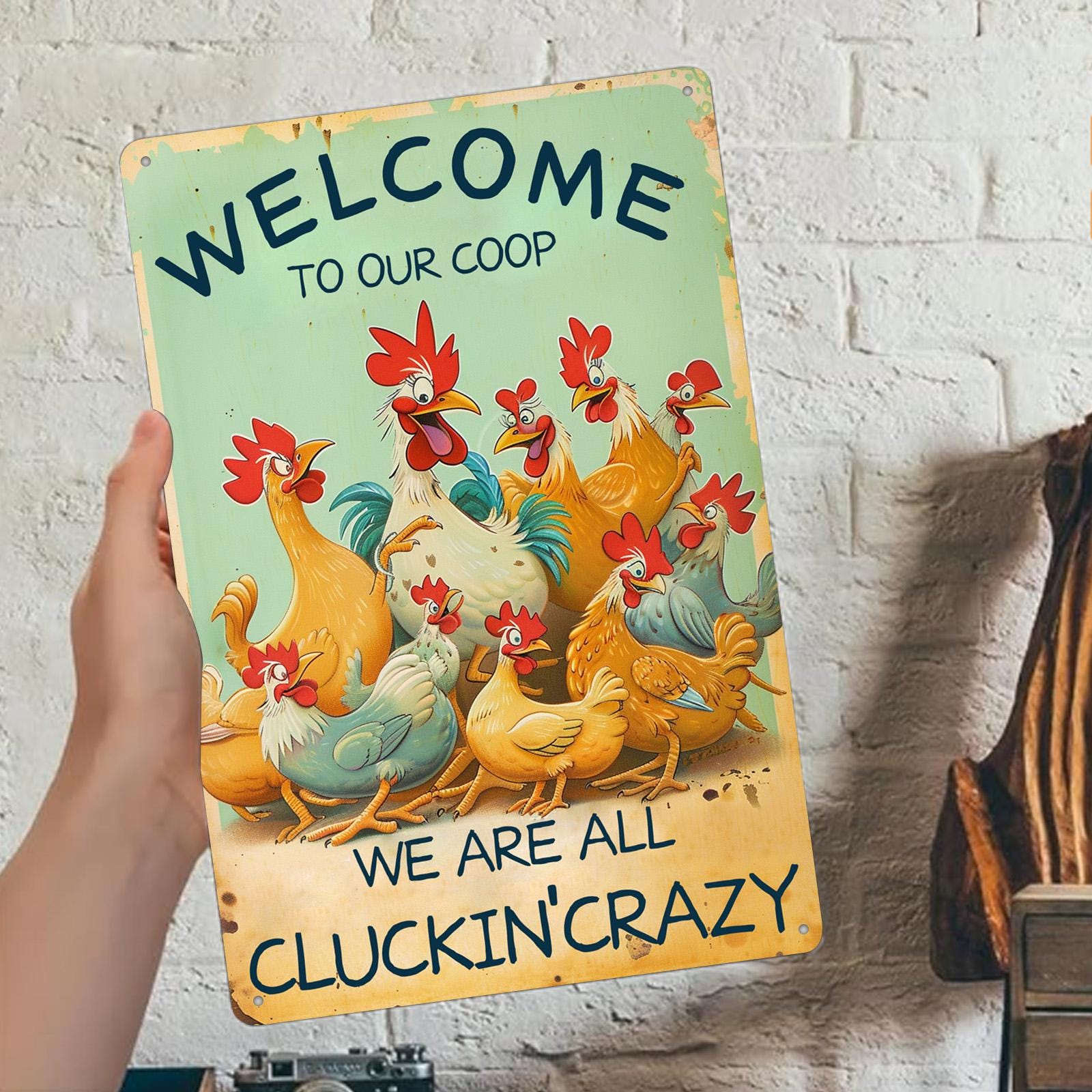 Funny Chicken Coop Metal Sign: Rustic Farmhouse Wall Decor