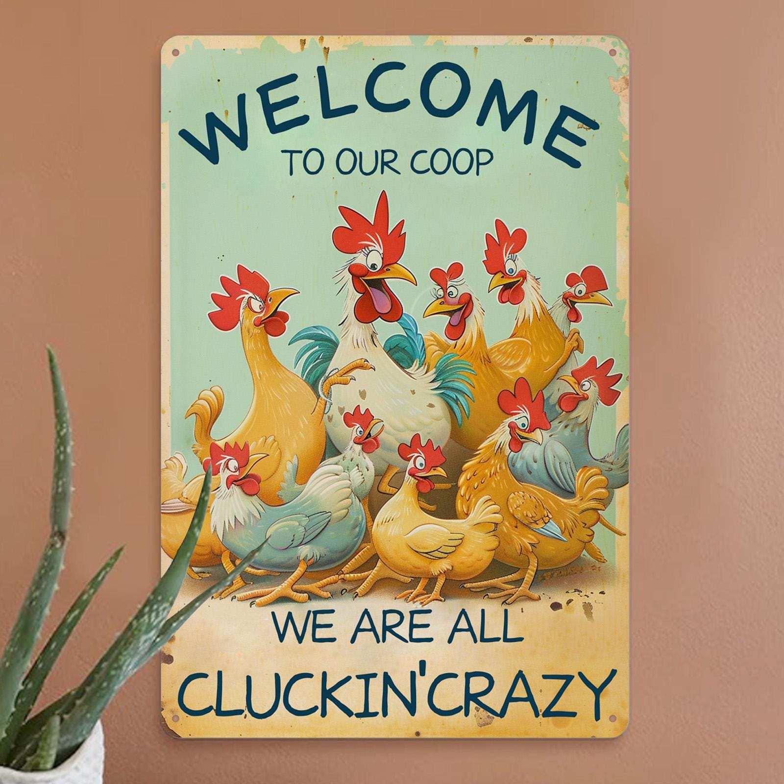 Funny Chicken Coop Metal Sign: Rustic Farmhouse Wall Decor