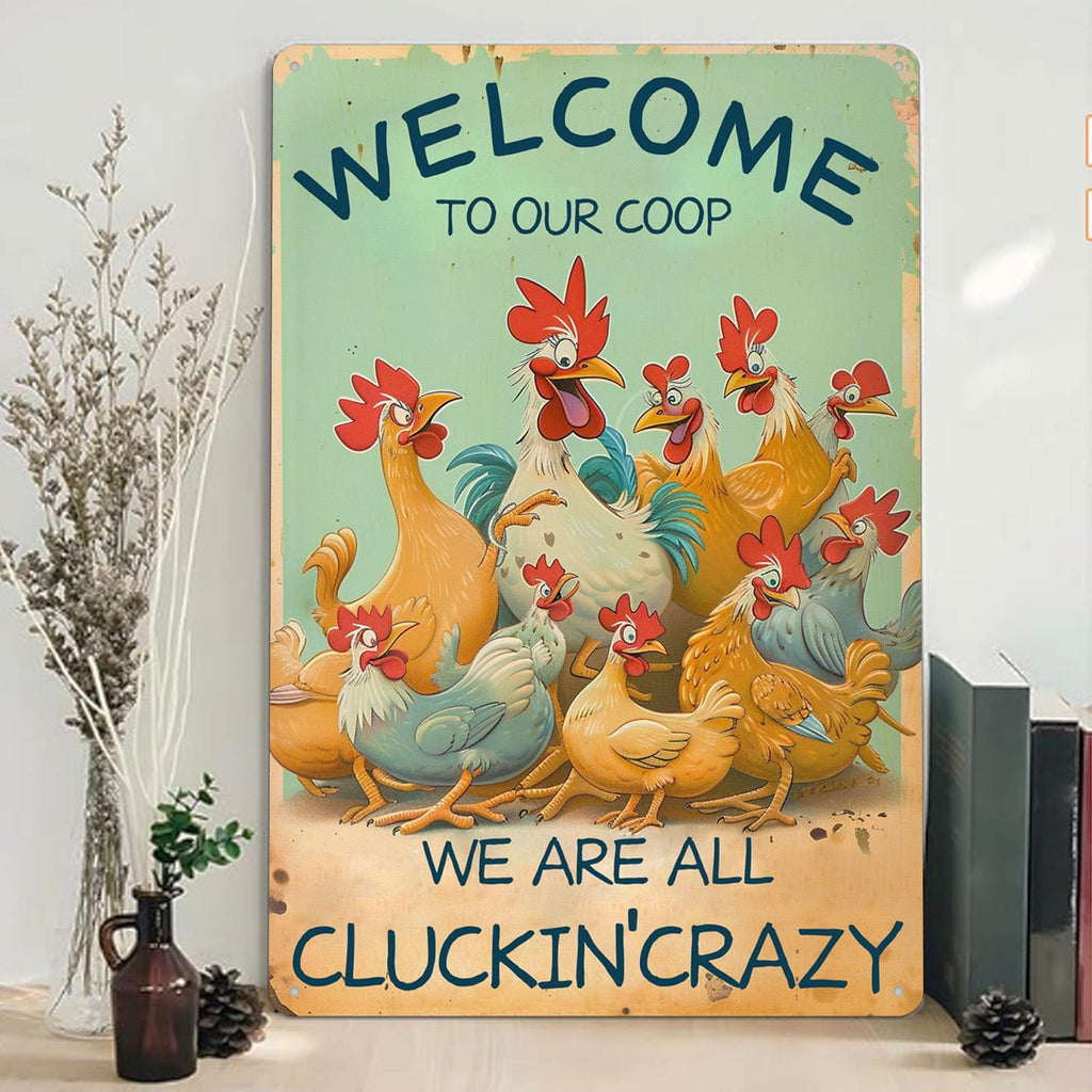 Funny Chicken Coop Metal Sign: Rustic Farmhouse Wall Decor