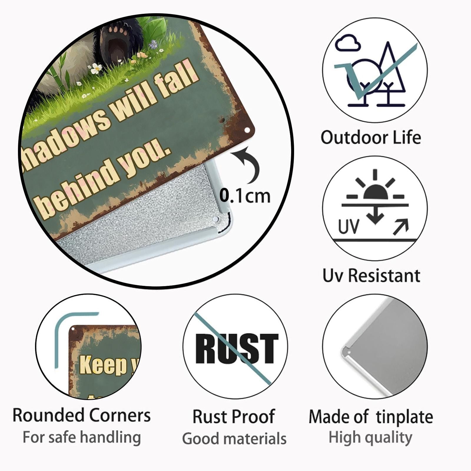 Panda Inspirational Metal Sign: Vintage Retro Wall Decor