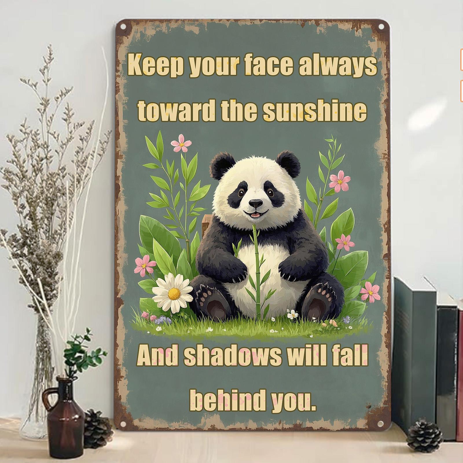 Panda Inspirational Metal Sign: Vintage Retro Wall Decor