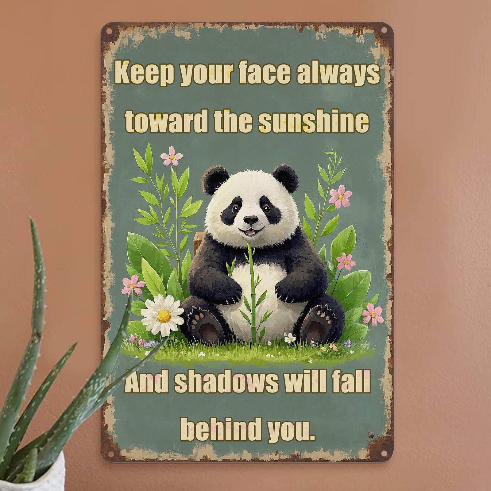 Panda Inspirational Metal Sign: Vintage Retro Wall Decor