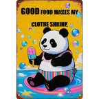 Plaque en métal « Good Food » avec panda | Décoration de cuisine amusante
