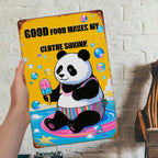 Plaque en métal « Good Food » avec panda | Décoration de cuisine amusante