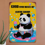 Plaque en métal « Good Food » avec panda | Décoration de cuisine amusante