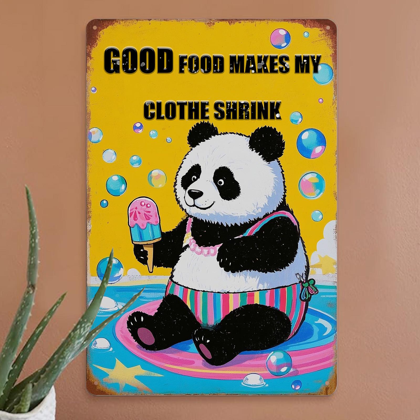 Panda Bear 'Good Food' Tin Sign: Funny Kitchen Decor