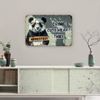 Lustiges Panda Blechschild | Vintage Herzensdieb Wanddeko