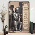 Christian Knight Prayer Metal Sign - Religious Faith Inspirational Decor
