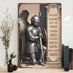 Señal de metal con oración de caballero cristiano | Decoración inspiradora de fe religiosa